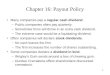 1 Chapter 16: Payout Policy Many companies pay a regular cash dividend. –Public companies often pay quarterly. –Sometimes firms will throw in an extra