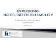Professional Learning Team Conference June 2014. Each participant will leave the session knowledgeable about inter-rater reliability  What it is  Why
