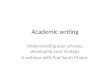 Academic writing Understanding your process, developing your strategy A webinar with Prof Sarah Moore