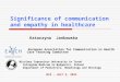 Significance of communication and empathy in healthcare Katarzyna Jankowska European Association for Communication in Health Care Teaching Committee Nicolaus