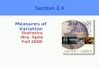 Measures of Variation Section 2.4 Statistics Mrs. Spitz Fall 2008