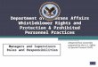 Department of Veterans Affairs Whistleblower Rights and Protection & Prohibited Personnel Practices Adapted from materials prepared by the U.S. Office