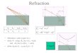 Refraction Minimize t with respect to x dt/dx=0 using dL 1 /dx=x/L 1 =sin  1 and dL 2 /dx=(x-d)/L 2 = -sin  2 dt/dx=(n 1 sin  1 - n 2 sin  2 )/c =