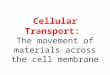 Cellular Transport: The movement of materials across the cell membrane