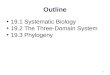 Outline 19.1 Systematic Biology 19.2 The Three-Domain System 19.3 Phylogeny 1