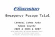 Emergency Forage Trial Central Sands Area Adams County 2005 & 2006 & 2007 Keith Vander Velde, UW Extension Marquette County Craig Saxe, UW Extension Juneau