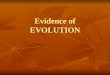 Evidence of EVOLUTION. Evidence Supporting Evolutionary Theory Fossil Record Fossil Record Biogeography Biogeography Homologies Homologies Anatomical