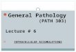 General Pathology (PATH 303) Lecture # 6  INTRACELLULAR ACCUMULATIONS