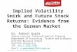 Implied Volatility Smirk and Future Stock Returns: Evidence from the German Market Dr. Rakesh Gupta Senior Lecturer Finance/Financial Planning Department