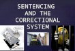 { SENTENCING AND THE CORRECTIONAL SYSTEM. GOALS OF SENTENCING PROTECT THE PUBLIC RETRIBUTION “EYE FOR AN EYE”?? DETERENCE “DON’T DO IT… AGAIN” REHABILITATION