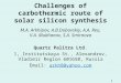 1 Challenges of carbothermic route of solar silicon synthesis M.A. Arkhipov, A.B.Dubovskiy, A.A. Reu, V.A. Mukhanov, S.A. Smirnova Quartz Palitra Ltd