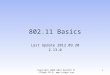 802.11 Basics Last Update 2012.09.20 2.13.0 1Copyright 2005-2012 Kenneth M. Chipps Ph.D. 