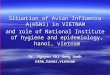 Situation of Avian Influenza A(H5N1) in VIETNAM and role of National Institute of hygiene and epidemiology, hanoi, vietnam Dr. Nguyen thi Hong hanh nihe,hanoi,vietnam