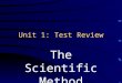 Unit 1: Test Review The Scientific Method Jeopardy Vocabulary 1 Vocabulary 2 Measurement Controls and Variables Scientific Method General Q $100 Q $200