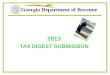 Georgia Department of Revenue 2013 TAX DIGEST SUBMISSION
