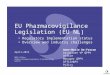 EU Pharmacovigilance Legislation (EU NL) Regulatory Implementation status Overview and industry challenges April-2014 QPPV Office Global Pharmacovigilance