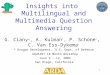 1 Insights into Multilingual and Multimedia Question Answering G. Ciany *, A. Kulman +, P. Schone +, C. Van Ess-Dykema + * Dragon Development, + U.S. Dept