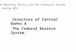 Structure of Central Banks & The Federal Reserve System Spring 2011 Korean Monetary Policy and the Financial System