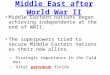 Middle East after World War II Middle Eastern nations began achieving independence at the end of WWII. The superpowers tried to secure Middle Eastern nations