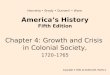 America’s History Fifth Edition Chapter 4: Growth and Crisis in Colonial Society, 1720–1765 Copyright © 2004 by Bedford/St. Martin’s Henretta Brody Dumenil