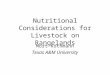 Nutritional Considerations for Livestock on Rangelands Mort Kothmann Texas A&M University