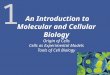 1 An Introduction to Molecular and Cellular Biology Origin of Cells Cells as Experimental Models Tools of Cell Biology