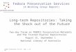 Preservation Fedora Preservation Svcs WG - Sept. 1, 2006 1 Fedora Preservation Services (A Working Group Report) Long-term Repositories: Taking the Shock