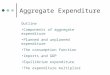 Aggregate Expenditure Outline Components of aggregate expenditure Planned and unplanned expenditure The consumption function Imports and GDP Equilibrium