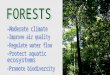 Forest management Forests provide us timber, and this has helped our society achieve the standard of living we enjoy today. Forests are also natural