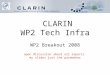 CLARIN WP2 Tech Infra WP2 Breakout 2008 open discussion about all aspects my slides just the pacemaker