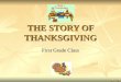 THE STORY OF THANKSGIVING First Grade Class Click on the pilgrims to watch videos about Thanksgiving