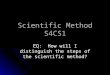 Scientific Method S4CS1 EQ: How will I distinguish the steps of the scientific method?