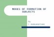 MODES OF FORMATION OF SUBJECTS By C.RANGANATHAN. MODES OF FORMATION OF SUBJECTS Fission Fusion Lamination Loose Assemblage Agglomeration Cluster Distillation