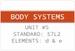 UNIT #5 STANDARD: S7L2 ELEMENTS: d & e BODY SYSTEMS