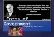 { Forms of Government Forms of Government Chapter 1; Section 2