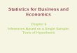 Statistics for Business and Economics Chapter 6 Inferences Based on a Single Sample: Tests of Hypothesis