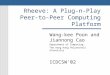 Rheeve: A Plug-n-Play Peer- to-Peer Computing Platform Wang-kee Poon and Jiannong Cao Department of Computing, The Hong Kong Polytechnic University ICDCSW