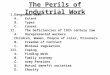 The Perils of Industrial Work I.Dangerous work A.Extent B.Types C.Causes II.The Deficiencies of 19th century law A.Unrepresented workers Children, Women,