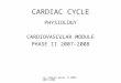 Cvs module phase II MBBS 2007- 2008 CARDIAC CYCLE PHYSIOLOGY CARDIOVASCULAR MODULE PHASE II 2007-2008