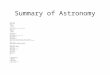 Summary of Astronomy Test 1 Review Kepler’s Laws Test 1 Review Spectra –Continuous –Absorption –Continuous Test 1 Review Compute distance to a star using
