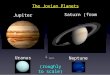 The Jovian Planets Jupiter Saturn (from Cassini probe) Uranus Neptune (roughly to scale) Earth