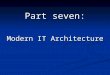 Part seven: Modern IT Architecture. Desktop Systems (one computer) Desktop Systems (one computer) PC Hardware PC Hardware Software Systems Software Systems