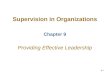 9–1 Supervision in Organizations Chapter 9 Providing Effective Leadership