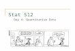 Stat 512 Day 4: Quantitative Data. Last Time p-values and statistical significance  What p-values tell us (and do not tell us) For now, approximating
