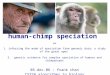 Human-chimp speciation ~ 1. inferring the mode of speciation from genomic data: a study of the great apes 2. genetic evidence for complex speciation of