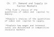 Ch. 17: Demand and Supply in Factor Markets  The firm’s choice of the quantities of labor and capital to employ.  People’s choices of the quantities