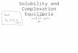 Solubility and Complexation Equilibria. K sp Expressions