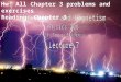 Hw: All Chapter 3 problems and exercises Reading: Chapter 3