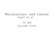 Microarrays and Cancer Segal et al. CS 466 Saurabh Sinha