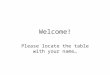Welcome! Please locate the table with your name…
